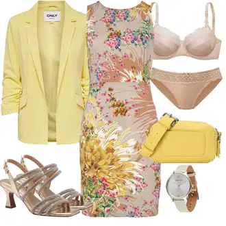 Outfit s Béžová/Hnědá/Červená/Žlutá/Vícebarevný Pouzdrové Šaty/Šaty Bez Rukávů/Šaty S Rovným Střihem/Šaty S Potiskem/Přiléhavé Šaty/Letní Šaty/Pouzdrová Šat Lascana "Outfit na léto"