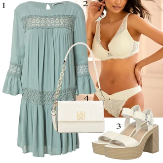 Vysoké Podpatky Outfit s Khaki/Béžová/Krémová/Bílá Platform Sandal/Sandál Na Podpatku/Sandál s podpatkem/Letní Bota/Sandál Na Širokém Podpatku Madden Girl "Módní letní vzhled"