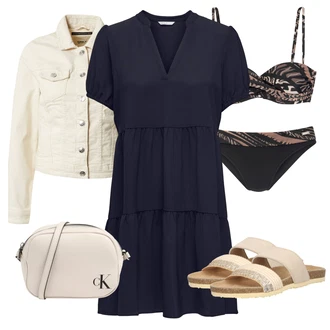 Outfit s Růžová/Hnědá/Béžová Plavky bandeau/Tankiny bandeau/Balconette-bikini/Bandeau Bikin/Bustier Lascana "Outfit na léto"