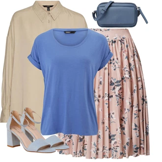 Oble?ení se sukní ?ifón s R??ová/Hn?dá About You "Outfit na léto" Oble?ení se sukní ?ifón s R??ová/Hn?dá About You "Outfit na léto"