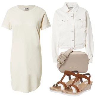 Oblečení se sukní Egirl s Krémová/Bílá/Béžová Sisters Point "Outfit na léto"Look: Univerzitní, Pracovní oděvy, 90tá léta, Egirl, Skater