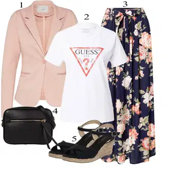 Svatovski gost Outfit sa Tamnoplava/Plava/Pink Kratke hlače velike veličine/Haljina Veći Broj/Hlača Velika Veličina About You "Outfit za ljeto"