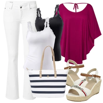 Outfity na zimu s Černá/Bílá Pánské boty/Bustierový Top/Krajkový Top/Halenka Bez Rukávů/Top Se Špagetovými Ramínky Lascana "Outfit na léto"