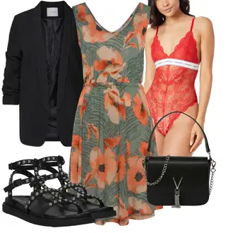 Outfit s Černá Páskový Sandál/Sandál S T Páskem/Římská sandála/Rybářská sandála/Gladiátorská sandála/Sandály na hřídeli/Trekingové Sandály/Pletený Sandál About You "Outfit na léto"