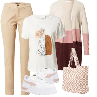 Outfit s Růžová/Vínová/Červená Dlouhé Kardigany/Bavlněný svetr/Kardigán se stojatým límečkem/Zimní svetr/Svetr s podšívkou/Kašmírový kardigán/Vlněný kardigán/Kardigán s výstřihem do V/Svetr kroj Only "Outfit na léto"