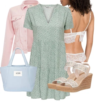 Svatba Outfit s Bílá/Béžová/Růžová/Krémová Angora Prádlo/Brazilské Kalhotky/Klasické Kalhotky/Průsvitná kalhotka/Tanga/Kalhotky/Průhledná kalhotka/Spodní Kalhotky Lascana "Outfit na léto"Look: Bar, Matriční Úřad, Koncert, Předsvatební, Svatba
