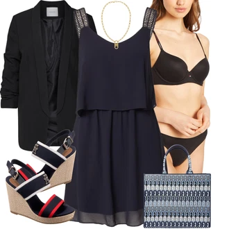 Outfity s oblekem s Tmavě Modrá/Modrá Nezařazené About You "Outfit na léto"