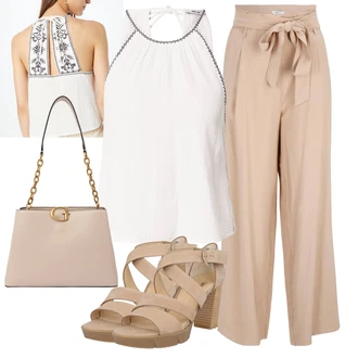Outfity na zimu Květovaný s Bílá/Krémová Top Na Party/Halenka Bez Rukávů/Top Se Špagetovými Ramínky About You "Outfit na léto"