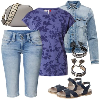 Outfity pro 18. narozeniny Host s Světle modrá/Modrá Džínové Bund/Krátké Džínové Bundičky Only, Světle modrá/Modrá Džínový Šortky/Capri/Bermuda Pepe Jeans "Outfit na léto"