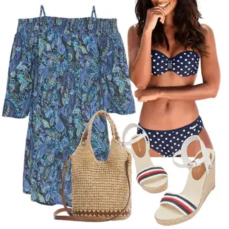 Outfity na zimu s Modrá/Tyrkysový Šaty s 3/4 Rukávem/Šaty S Kosticí/Pouzdrové Šaty/Tunikové šaty/Halenkové Šaty/Šaty S Potiskem Lascana "Outfit na léto"