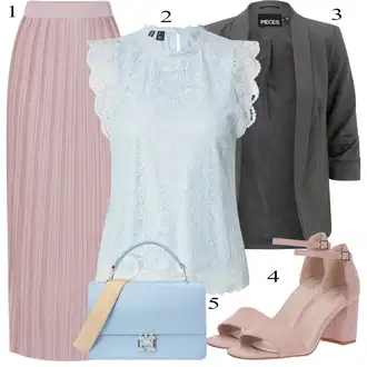 Nev?sta Outfit s Fialová/R??ová Italská Sukn?/Midi Sukn?/Maxi Sukn?/Plisovaná Sukn?/Ma?kaná Sukn?/Sukn? Pro Svatebního Hosta/Moderní Sukn? About You "Módní letní vzhled"