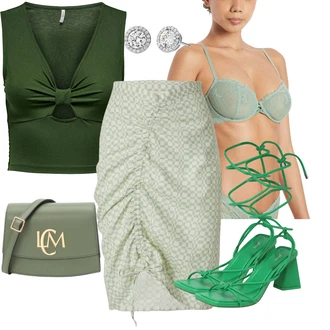 Oblečení se sukní s Šedá/Stříbrný/Krémová/Žlutá/Bílá Pecka MICHAEL Michael Kors "Outfit na léto"