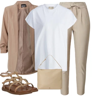 Nadrozměrné Outfit s Krémová/Bílá Jednoduchý top/Mužské běžecké boty/Neformální tričko/Fancy tričko/Funkční tričko/Dlouhá košile/Tričko nadměrné velikosti/Tričko s krátkým rukávem jjxx "Outfit na léto"Look: Klasické, Nadrozměrné, Skromné, Unisex, Pracovní oděvy