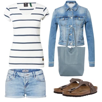 Outfit s Béžová/Hnědá/Tmavě hnědá Žabka/Pohodlný Sandál/Římská sandála/Sandály na hřídeli/Sandál Dianette/Sandál S T Páskem Birkenstock "Outfit na léto"