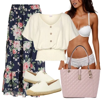 Outfity s kotníkovými botami s Červená/Růžová/Tmavě modrá/Modrá Sukně S Květinovým Vzorem/Dlouhá Sukně/Vintage Sukně maxi/Sukně s potiskem Vila "Outfit na léto"