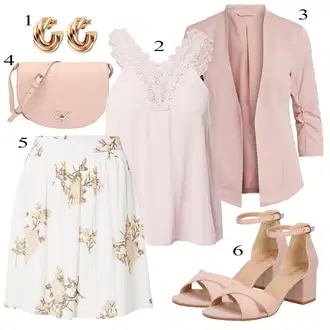 Outfit sa Krem/Pink/Bijela Suknja About You "Ljetni look za modno osvještene žene"