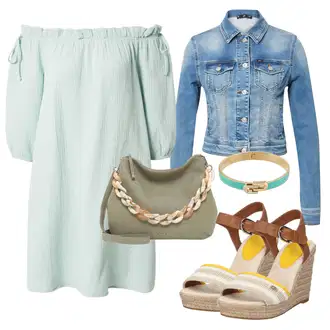 Outfity na zimu s Světle modrá/Světle zelená/Zelená/Tyrkysový Halenkové Šaty/Šaty S Odhalenými Rameny/Šaty Carmen/Šaty s nadýchaným rukávem/Občanské šaty/Pouzdrové Šaty/Šaty S Kosticí/Tunikové šaty Only "Outfit na léto"