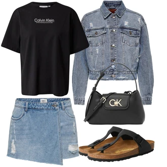 Outfit s Světle Modrá/Modrá Košile Džínový Šortky/Vysoký pas Kraťasy Only "Outfit na léto"