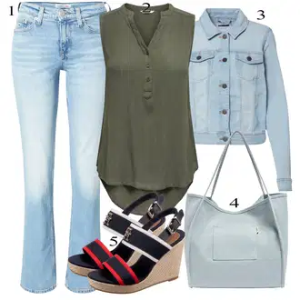 Kombinacije za Oktoberfest moderne sa Svjetloplava/Plava Ljetna jakna/Kratka Traper Jakna/Kratka Jakna Noisy may "Šareni ljetni outfit"Look: Rap, Francuske, Ležerno, moderne, Pametno ležerno, Mom, Transparentan, Prekrasan