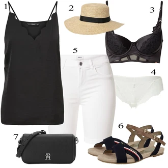 Chytrý příležitostný Outfit s Bílá/Krémová Košile Šortky/Džínový Šortky/Bermuda/Mušelínové Šortky/Chino Kraťasy Only "Stylová letní nálada"Look: Styl, Cool, Mom, Skromné, Chytrý příležitostný, Sportovní, Univerzitní