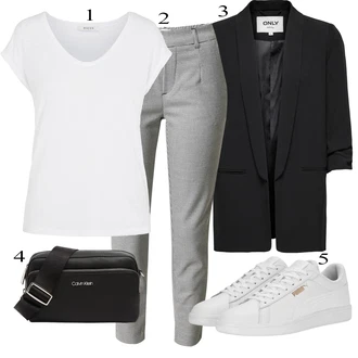 outfit mit Krem/Bela Kratka majica/Majica Vrh/Casual Majica/Klasična Dolžina/Moški tekaški copati/Majica Pieces "poletni videz"