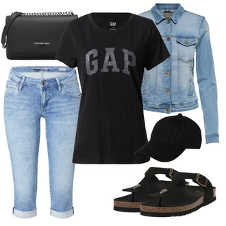 Outfit s Černá Kšiltovka/Pokrývka hlavy About You "Outfit na léto"