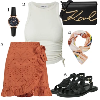 Outfity na festival s Oranžová/Hnědá/Červená Zavinovací Sukně/Vázací Sukně/70tá Léta MiniSukně/Italská Sukně Shiwi "Outfit na léto"