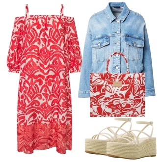 Outfit s Béžová Espadrilka na Podpatku/Espadrille sandál/Letní Bota/Espadrilka s klínovým podpatkem/Platform Sandal bershka "Outfit na léto"