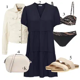 Mom Pričest Outfit sa Tamnoplava Haljina Veći Broj/Tunika Only "Ljetni look za modno osvještene žene"Look: Rap, Mom, Prevelik, Preodjeven, Rad, Bal, Noć vještica, Posebne prigode, 40. rođendan, dan na plaži, Rođendan, Pričest, Potvrda, Koncer, Krštenje, Majčin dan
