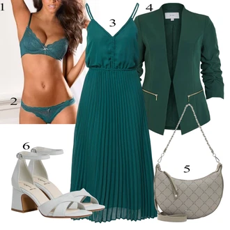 Outfit sa Zeleno/Tirkizna/Plava/Tamnozelena Gaćice bez prepona/Brazilski Slip/Gaćica & tanga Lascana "Ljetni look za modno osvještene žene"