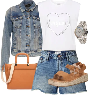 Outfit s Světle modrá/Modrá Krátké Džínové Bundičky/Džínové Bund LTB "Outfit na léto"