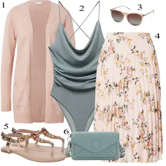 Outfit s Zlatý Letní Bota/Pletený Sandál/Sandál se třpytkami/Páskový Sandál/Sandál S T Páskem About You "Módní letní vzhled"