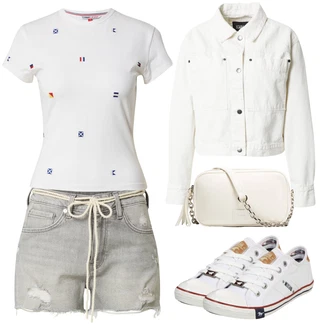 Outfity pro léto s Šedá/Světle šedá Košile/Džíny s Dírou/Džíny s Rozparkem/Džíny Culottes/Kožené bundy/Navlékací džíny Mavi "Outfit na léto"