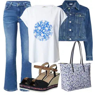 Outfity z džínu Rovná noha s Modrá Tričko ESPRIT "Outfit na léto"