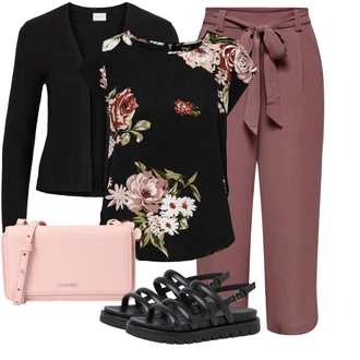 Outfit s Fialová/Růžová Culotte Kalhoty/Capri kalhoty/3/4 Kalhoty/Mušelínové kalhoty/Lněné Kalhoty/Paperbag Kalhoty Only "Outfit v lehkých letních barvách"