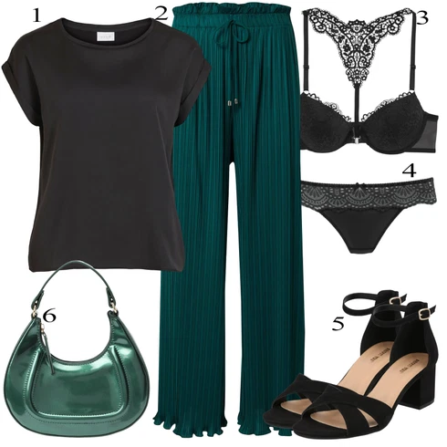 Kombinace Zelená/Tyrkysový/Tmavě Zelená Plážová Kalhoty/Mušelínové kalhoty/Plisovaná Kalhoty/Plisovaná kalhoty/Slinky Kalhoty/Široká Kalhoty About You