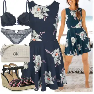 Outfit sa Crvena/Bež Espadrila s klinastim petom/Wedge Cipela/Espadrila s Platformom/Sandala s klinastom petom/Espadrila sandala Tom Tailor "Outfit za ljeto"