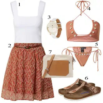 Outfit s Růžová/Zlatý/Oranžová Provázkové bikini/Trojúhelníkové Bikiny/Bikiny - Spodní Díl/Micro Bikini/Kožené bundy pro muže/Bikiny s volánky/Bikiny tanga/Zavinovací bikini Nasty Gal "Módní letní vzhled"