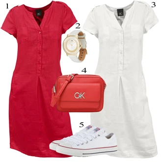 Krátká Outfit s Šedá/Hnědá/Bílá/Světle modrá Košilové šaty/Šaty s Kapsou/Šaty na safari/Bavlněné Šaty/Ležérní Šaty/Halenkové Šaty/Business Šaty/Kancelářské šaty Heine "Stylová letní nálada"