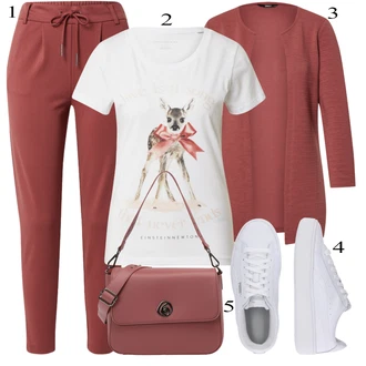 Outfit s Červená/Hnědá/Tmavě červená Pletenina veľkej veľkosti/Halenka a Tunika Tunika Only "Outfit na léto"