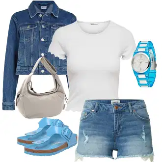 Outfit s Šedá/Bílá/Růžová/Krémová/Fialová/Stříbrný Jednoduchý top/Zkrácený Top/Krátký Top/Pletené tričko/Síťované tričko/Tričko s krátkým rukávem/Krátký top/Mužské běžecké boty Only "Outfity v teplých letních barvách"