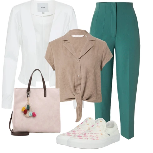 Kombinace Zelená/Tyrkysový Kalhoty s Vysokým Pasem/Obleková Kalhoty/Business Kalhoty/Mušelínové kalhoty/Kalhoty s nášivkou uprostřed/Kalhoty se Štěrbinou/Mrkvová Kalhoty Edited