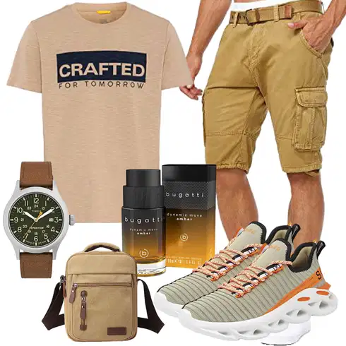 Khaki Cargo Short/Bermuda Indicode kombinieren