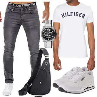 Jeans Outfits mit Braun T-Shirt Tommy Hilfiger "Perfekt für den Sommer"