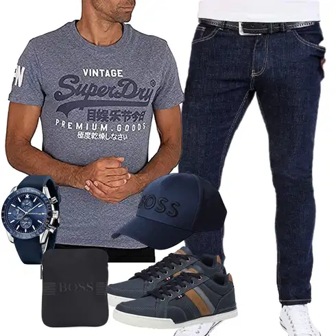 Jeans Leder Schuhe Rock Creek kombinieren