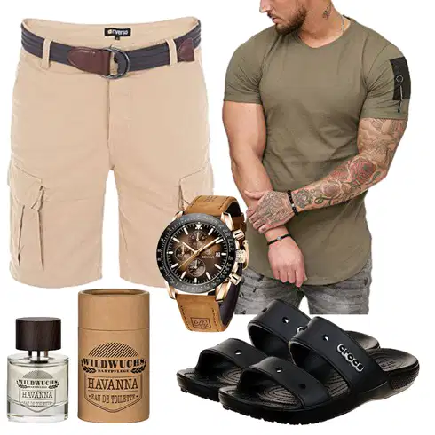 Beige/Khaki/Braun Cargo Short/Bermuda/Kurze Hose Riverso kombinieren