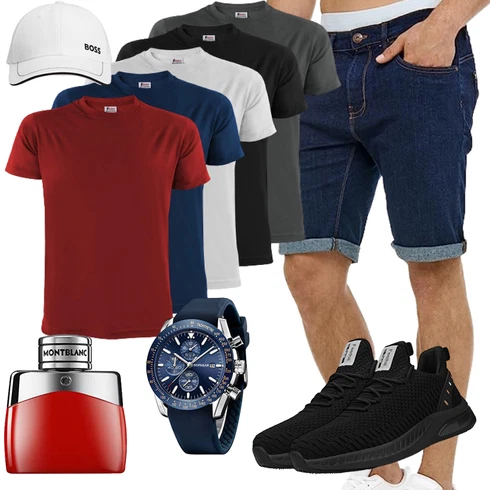 Boyfriend Dunkelblau/Hellblau/Blau/Lila Hemd Jeans Short/Bermuda/Kurze Hose Indicode kombinierenLook: Rad, Boyfriend, Feine, Unisex, Coole, Casual, Smart Casual, Sportlich, Moderne