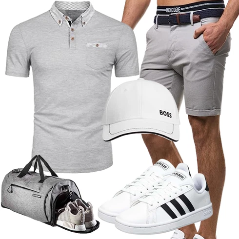 Grau/Khaki/HellGrau Chino Shorts/Bermuda/Kurze Hose/Musselin Shorts Indicode kombinieren