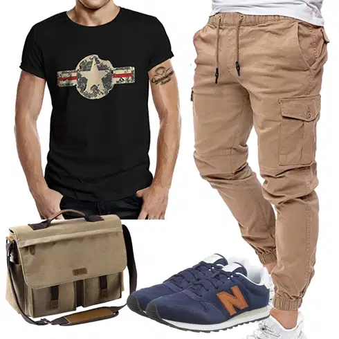Sommer Beige/Khaki Boyfriend Hose/Jogger Hose/FreizeitHose/Cargo-JoggingHose PITTMAN kombinieren