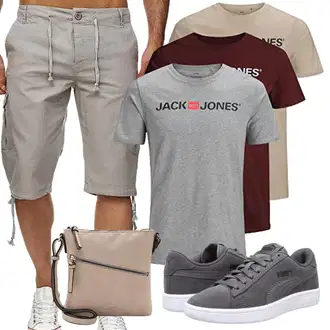 20er Jahre Outfit mit Beige/Grau/Braun/Lila Handytasche/Schultertasche/Umhängetasche Tamaris "Perfekt für den Sommer"Look: Schön, Uni, Classic, Safari, Schick, Elegant, Casual, Edel, Oversize, Vintage, Smart Casual, Moderne, 20er Jahre